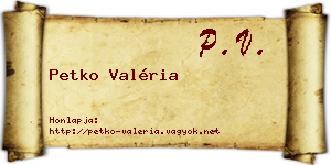 Petko Valéria névjegykártya