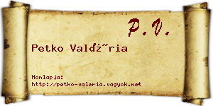 Petko Valéria névjegykártya